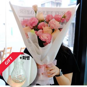 하젤 장미 리시안셔스 생화 꽃다발 화병세트 장미꽃다발 로즈데이 여자친구선물 꽃배달 꽃택배