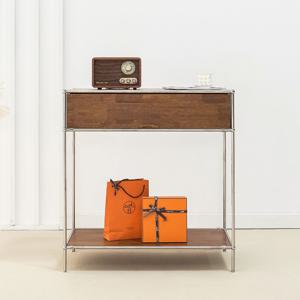 루티 홈카페 2단 선반 서랍형 와이드 원목 높은 테이블 800