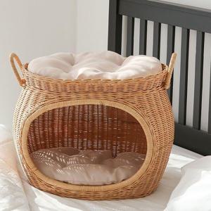 고양이 강아지 항아리 라탄 하우스