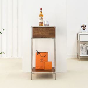 루티 홈카페 2단 선반 서랍형 사이드 원목 높은 테이블 400