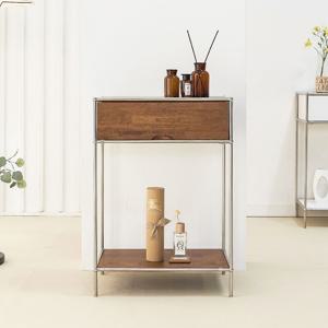 루티 홈카페 2단 선반 서랍형 사이드 원목 높은 테이블 600