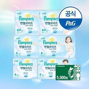 2025 엔젤브리즈 썸머 기저귀 5단계 40매x6팩(2박스) + 스타벅스 5천원 증정