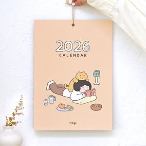 2026 일상 A4 벽걸이 달력 일러스트 포스터 캘린더 인테리어 방꾸미기