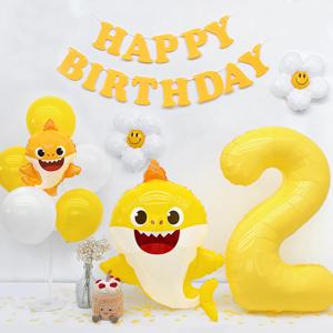 HBD 아기 상어 파티 세트 생일 동물 아이 이벤트 핑크퐁 풍선