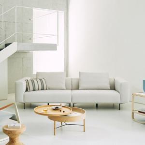 [신세계2만원상품권증정]무아 3.5인 헤드기능 리브 패브릭 소파(스툴 선택)