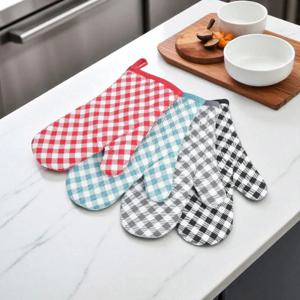 FY-022 체크 실리콘 한손 오븐 오른손 장갑 베이킹 냄비