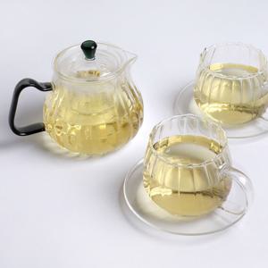 르겐 펌킨 거름망 내열유리 티포트 찻잔 2인 세트 5p