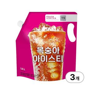 쟈뎅 복숭아 아이스티 1.5L x 3개 대용량 파우치음료