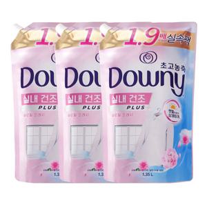 다우니 실내건조 초고농축 섬유유연제 플로럴 블로썸 리필 1.35L x3