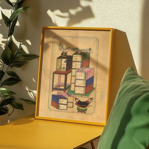 책가도 한국화 민화 캔버스 포스터 30종/20.책거리 병풍_05
