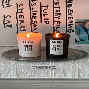 카드+다꾸스티커+미니베어캔들증정 행복하자 컨테이너 캔들 오브제 인테리어 향초