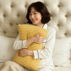 홈루프 빨아쓰는 체크 꿀잠 경추베개 전체세탁 가능 3D입체봉제 C라인 지지 고밀도 피그워싱