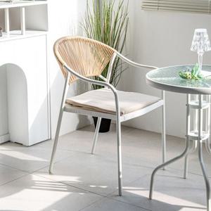 [리퍼] 아이리스 체어 야외용 라탄 철제 의자 테라스 루프탑 카페 빌라 팔걸이 호텔