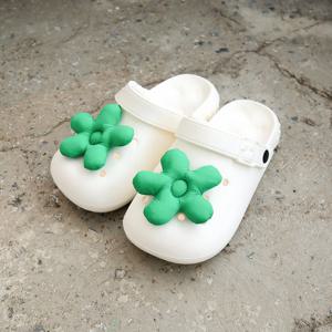 여성 여름 아쿠아 샌들 슈즈 그린 플라워 클로그 세트