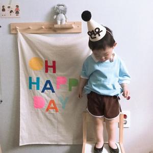 아이 생일 파티용품 셀프 현수막 소품 생일잔치 테마 배경천 컬러 스티치 패브릭 포스터