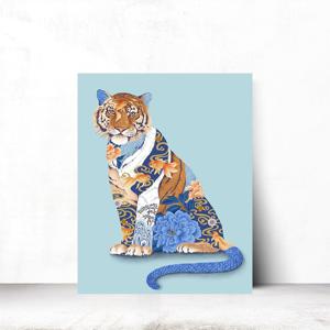 호랑이그림 잉어 풍수 재물 건강 거실 현관 인테리어액자 캔버스S 31x41cm