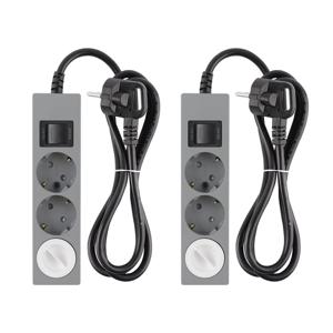 1+1 그레이 블랙 컬러 디자인 멀티탭 과부하 3구 (16A) 1.5m/3m/5m