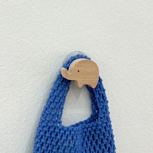 무타공 접착식 애니멀 코끼리 우드 모자 가방 옷 수납 후크 걸이