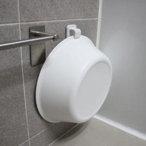 접착식 화이트 대야 & 욕실용품 걸이