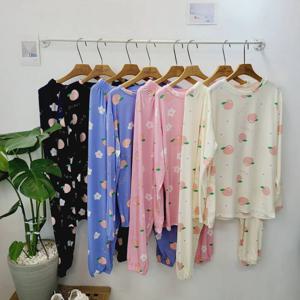 복숭아 긴팔 조거 상하 세트 촉감좋은 스판 홈웨어 잠옷