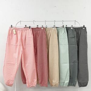 순면 체크 선염 파자마 9부 시보리 조거 와이드 레이스 봄 잠옷 바지