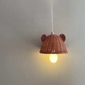 라탄 곰돌이 전등갓(전구+건전지 옵션 가능)