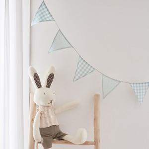 데코 패브릭 민트 체크 삼각 가랜드 파티 캠핑 아이방꾸미기 벽장식 플래그