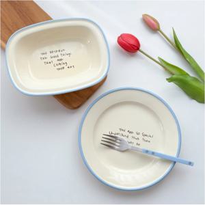 프렌치 감성 레터링 접시 원형 사각 디저트 샐러드 파스타 앞접시 홈카페 주방 인테리어 그릇