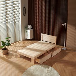 편백나무 원목 레나 통판 서랍형침대 퀸침대 매트리스 선택