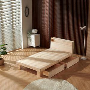 편백나무 원목 헤드수납 통판 서랍형침대 퀸침대 매트리스 선택