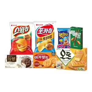 입이 즐거운 스낵세트(오뜨,스윙칩,포카칩,왕꿈틀이,빼빼로,몽쉘,마가렛트) 7종