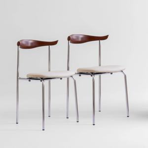 멜리 크롬 카페 디자인 식탁의자 1+1 2colors