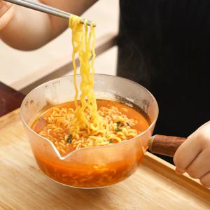 홈카페 감성캠핑 내열유리 우드핸들볼 라면기 600ml 1P