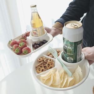3칸 나눔접시 피크닉 캠핑 그릇 간식 분식 혼술 안주 트레이