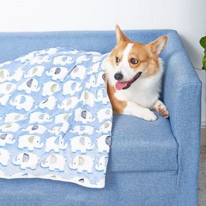 1+1 코끼리 프린팅 극세사 애견 담요