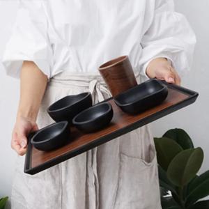 브라운우드 논슬립 사각쟁반 중