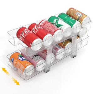 WA 폭 조절 캔음료 2단 자동 슬라이드 디스펜서 트레이 냉장고 정리