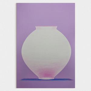 이장옥 작가 그림 꽃 달항아리 일러스트  인테리어 캔버스 액자_은은한 숨결
