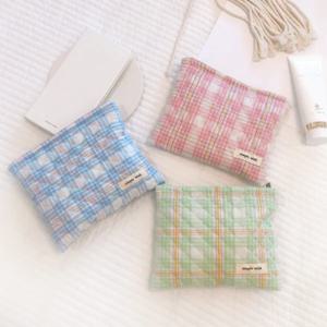 미니 체크 화장품 파우치 생리대 시크릿 파우치 누빔