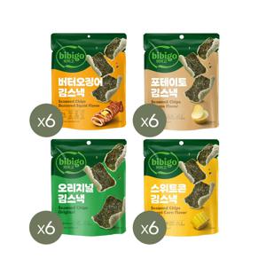 비비고 김스낵 4종(오리지널x6+스위트콘x6+포테이토x6+버터오징어x6)
