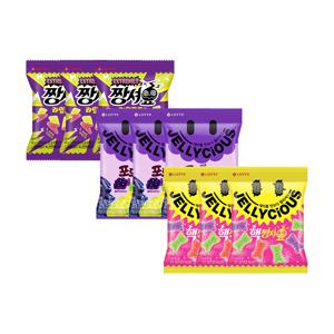 젤리셔스 짱셔요 라임포도맛48gx3개 +포도먹은구미60gx3개 +핵짱셔요 후르츠51gx3개