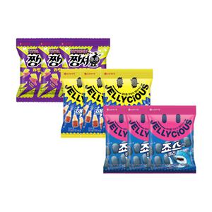 젤리셔스 짱셔요 라임포도맛48gx3개 +핵짱셔요 콜라50gx3개 +죠스바 젤리70gx3개