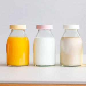 미르 헥사 실리콘뚜껑 뉴트로 우유병 520ml 4P 3컬러 요거트 유리병