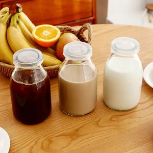 미르 헥사 실리콘뚜껑 뉴트로 우유병 520ml 4P 스냅캡 요거트 유리병