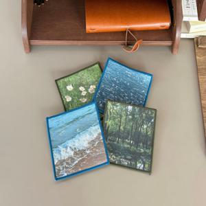 패브릭 티코스터 감성 풍경 레터링 디자인 홈카페 컵받침