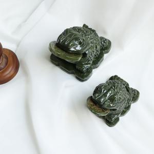 옥 삼족두꺼비 엽전 두꺼비 재물운 장식 소품 개업 집들이 선물 (2size)