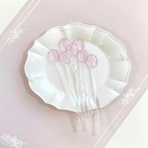 타원 핑크 유리 머들러 일자형 커피 하이볼젓는거 머들링
