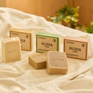 올리비아 비건 올리브 마르세이유비누 3종세트(퓨어+허브+로제)