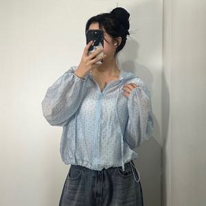 여름 시스루 도트 후드 바람막이 자켓 점퍼 2color 윈드브레이커 아우터 장마룩 T124