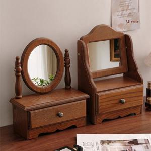 [해외] 프렌치 빈티지 우드 탁상거울 수납 서랍장